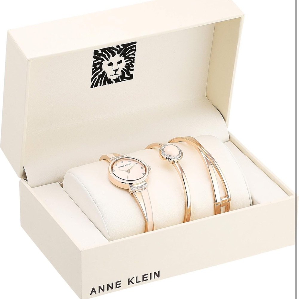 Anne Klein Crystal Accented Watch and Bangle Set